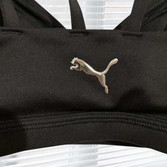 PUMA Eversculpt Low Impact Sports Bra XS Strappy Back Shape Enhancing Logo Black - Picture 5 of 8